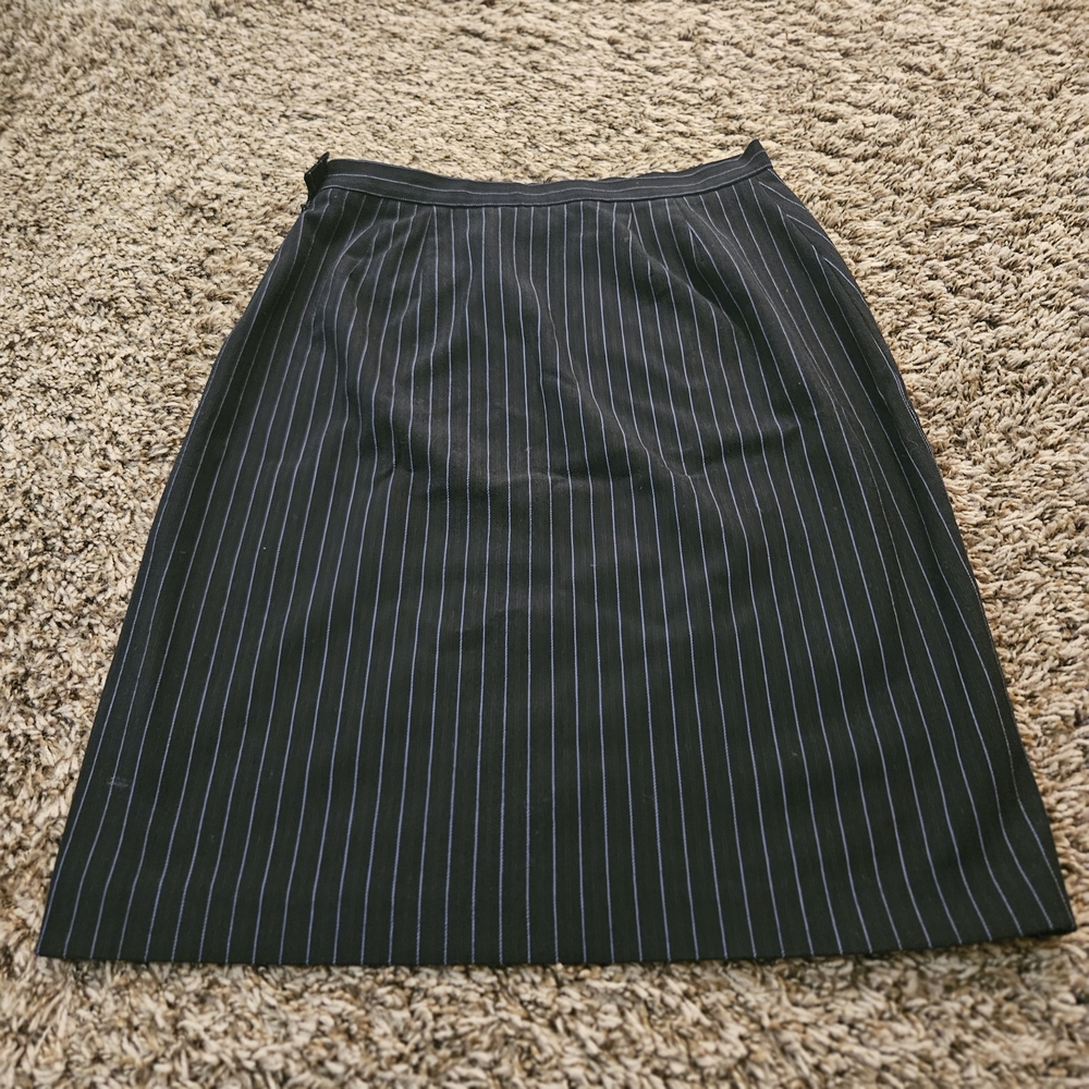 LOFT Black and Lavendar Pinstripe Pencil Skirt